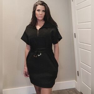 STELLA MCCARTNEY gray belted sweater dress